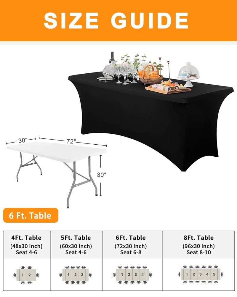 SEPARO Spandex Table Cover 2 Pack 6FT Black Fitted Tablecloths,Washable Wrinkle Resistant Stretch Table Cloth Rectangle for Vendor Booth Display Items,Party Supplies for Adults,Wedding Decorations,Banquet - Image 4